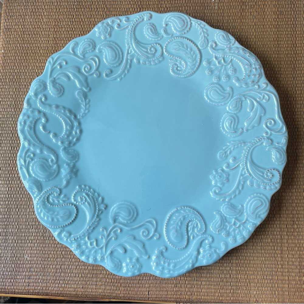 Roscher & Co Paisley Blue dinner Plate earthenware new